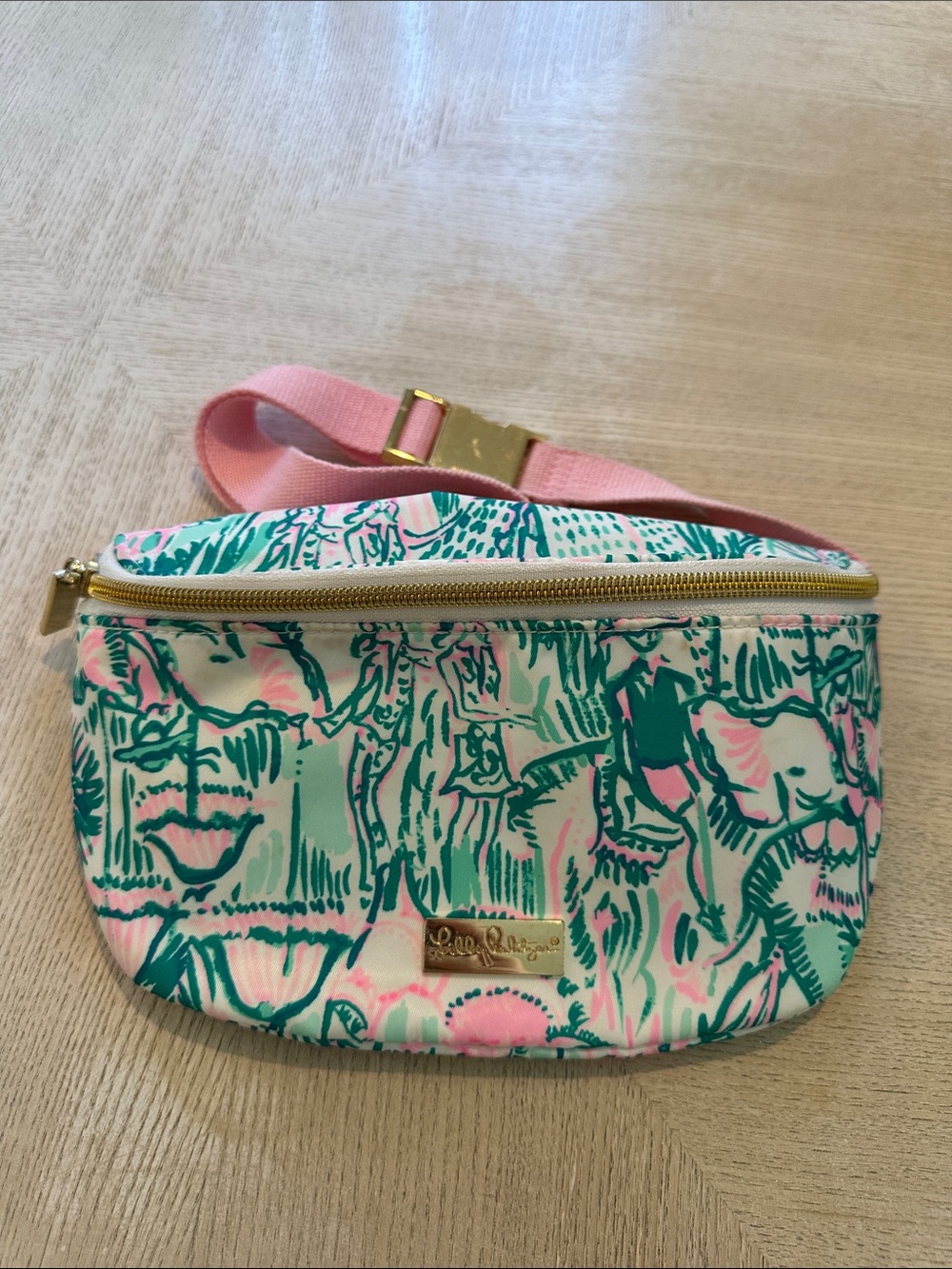 Lilly Pulitzer Pink and Teal Printed Crossbody Belt Bag